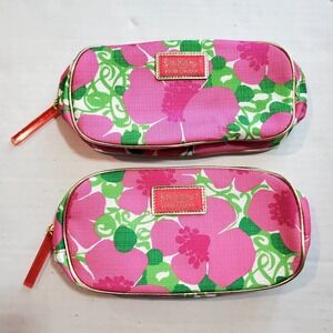 Lilly Pulitzer For Estee Lauder Set Of 2 Makeup Travel Bags Pink Green Floral